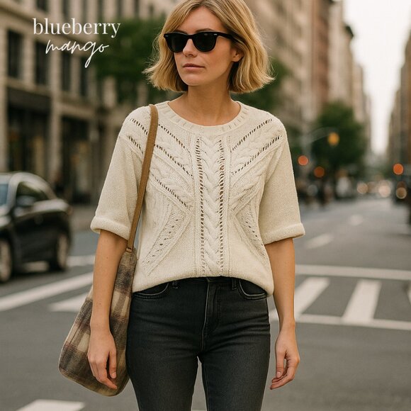🎉1/2 OFF 2 DAY🎉Rosie Neira Vintage Cable Knit Sweater | Cotton / Wool Blend - Picture 1 of 7